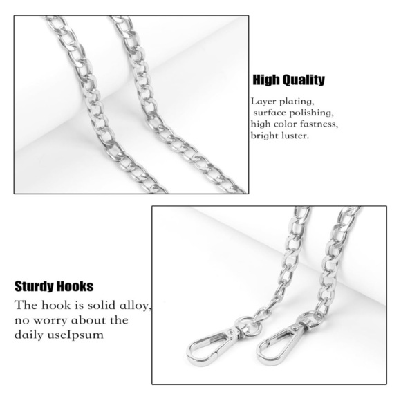 Silver tone replacement chain strap for Crossbody Wallet swivel hook NEW… - Picture 3 of 5